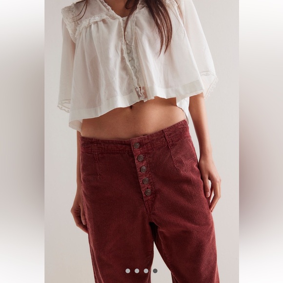 NWT Free People We The Free Osaka Cord Jeans Color: Red Jasper Size: 32 - Picture 4 of 6